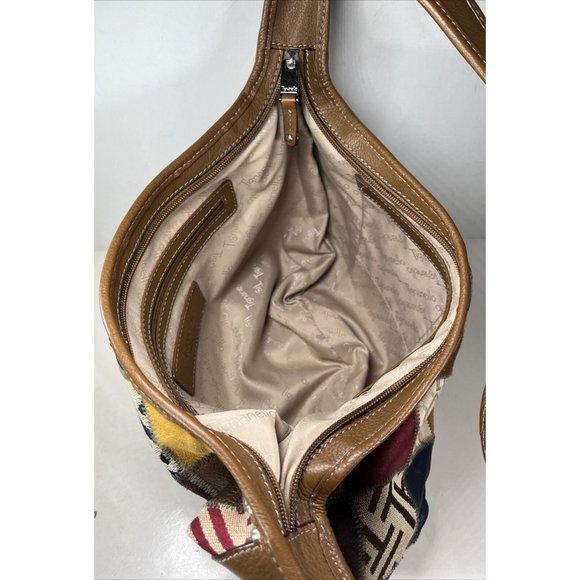 Tignanello Multi Color Suede Patchwork and Brown Leather Shoulder Bag - Picture 4 of 16